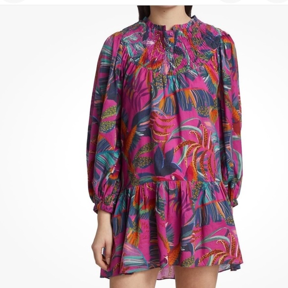 Farm Rio Rainbow Macaws Purple Minidress - Size XS - Picture 1 of 6